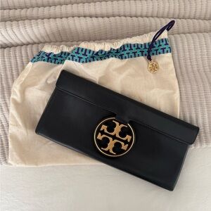 Tory Burch black leather clutch